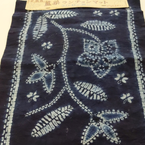 Japanese Blue and White Batik Fabric Art Rare - Picture 1 of 4